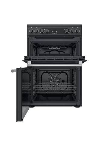 Hotpoint CD67V9H2CA 60cm Dark Grey Double oven Electric Cooker