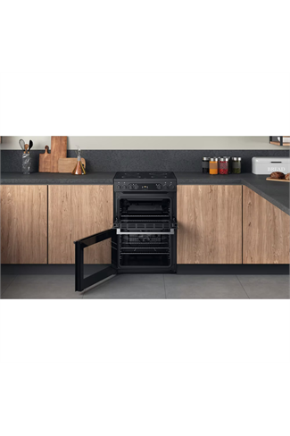 Hotpoint CD67V9H2CA 60cm Dark Grey Double oven Electric Cooker