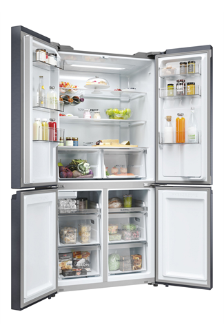 Haier HCR5919EHMB Brushed Black 528L Frost Free American Fridge Freezer