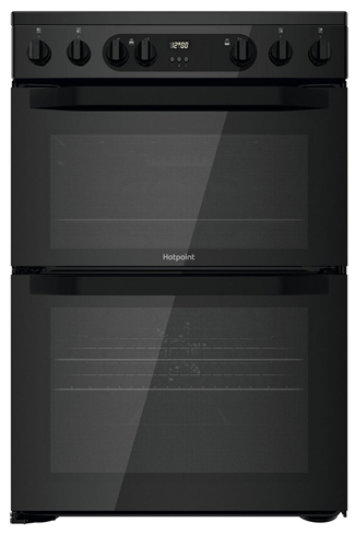 Hotpoint HDEU67V9C2B/UK 60cm Black Double Oven Electric Cooker 